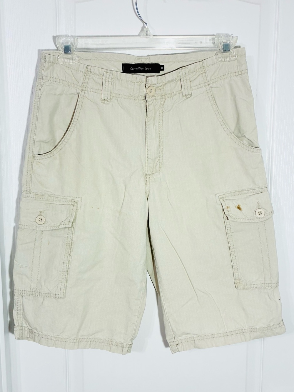 Y2K Calvin Klein Jeans Cargo Shorts Utility Beige Men’s Size 30